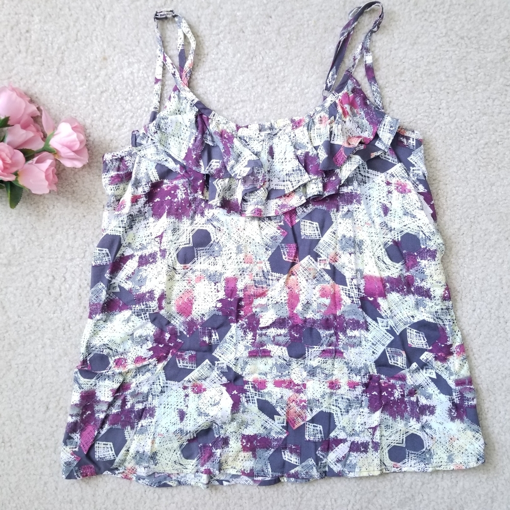 Colorful Summer Spaghetti Strap Camisole Ruffle Tank Top